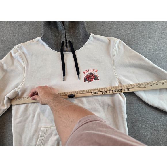 Sullen Art Collective Hoodie Mens S Ivory Native Roses Defend Love Sweatshirt - Picture 9 of 10